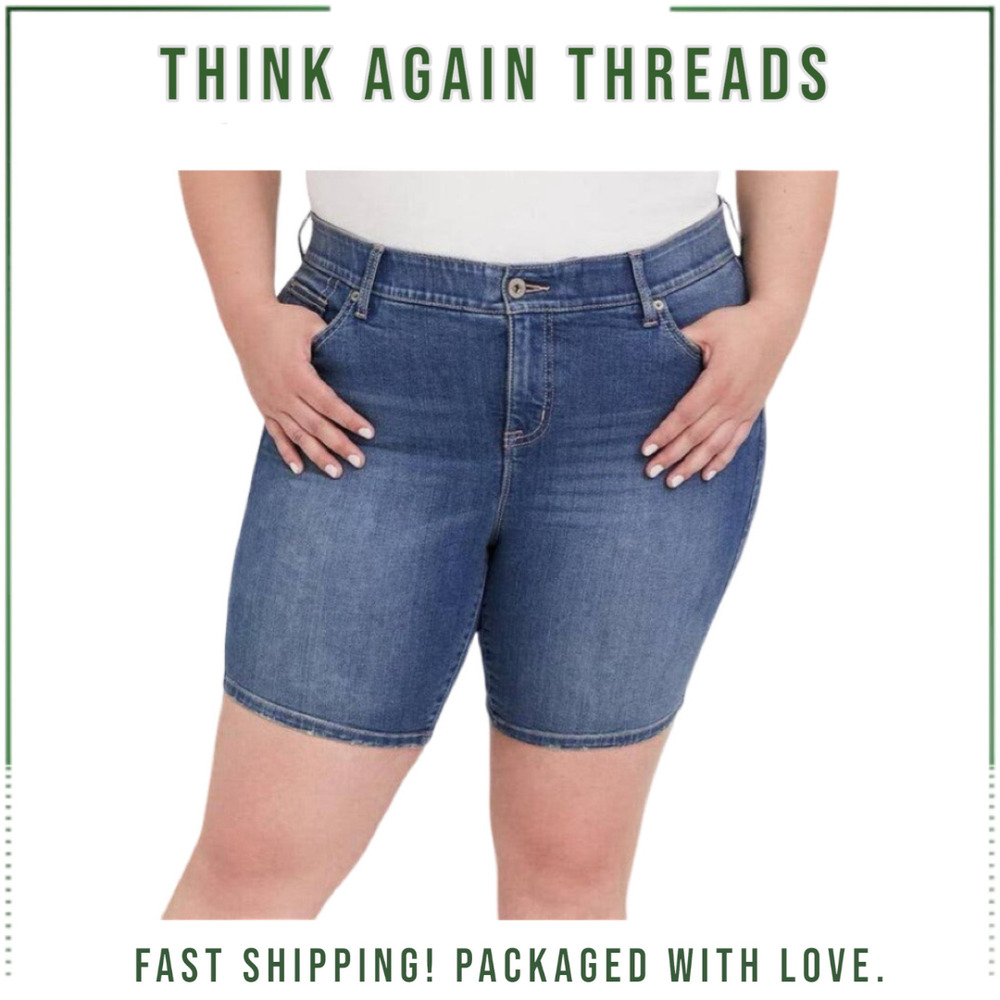Torrid Denim Bermuda Shorts Medium Wash Cotton Stretch Plus Size 24